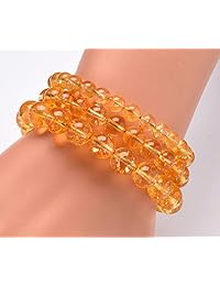 PSEEHEE - Pulsera de cítricos natural de 0.315 in, piedra semipreciosa de cristal, para curación de chakra, joyería, éxito y abundancia