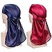 Silky Durag Headwraps (2PCS) with Extra Long Tail and Wide Straps for 360 Waves