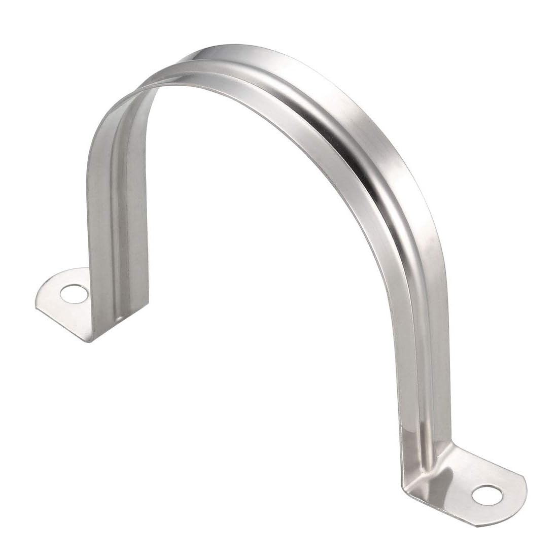 Unifizz 90mm(3.5") Rigid Pipe Strap 2 Holes U Bracket Cable Clamp, 304 Stainless Steel Tension Tube Clip Conduit Clamp Hanger 4pcs