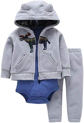 Odziezet Baby Clothing Set 3pcs Long Sleeve Hoodie + Bodysuit + Pants Newborn Girl Boy Autumn Winter Clothes Outfits 0-24 Months