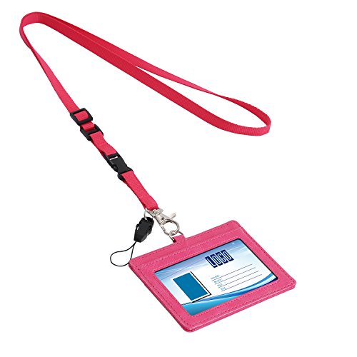 Wisdompro 2-Sided Horizontal Style PU Leather ID Badge Holder with 1 ID Window and 1 Card Slot and 1 piece 23