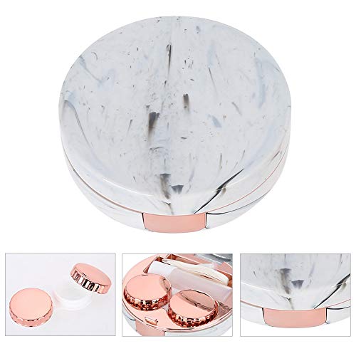 Contact Lens Box 4 colors Contact lenses Soaking case Portable plastic Marble pattern Eye care kit Container(pink)