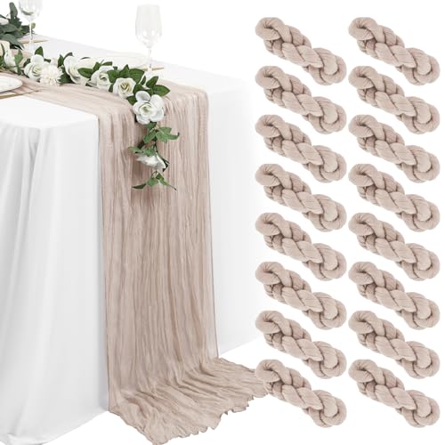 Lykoow 16 Packs Grey Cheesecloth Table Runner
