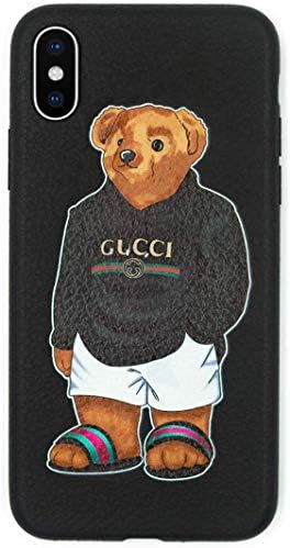 NCANGU for iPhone 11 Pro Max Case 6.5" inch，Stylish Bear Custom Fashion Protective Flexible Case/Cover/Skin Luxury TPU Leather Designer,Street Fashion Symbolize (Black Bear, iPhone 11 Pro Max)