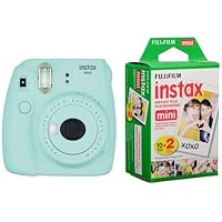 Fujifilm Instax Mini 9 (Ice Blue) Instant Camera with Mini Film Twin Pack