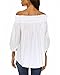 ZANZEA Womens Off Shoulder Summer Blouse Tunic Tops 3/4 Long Sleeve Tie Knot Ladies T-Shirts 01-White Medium