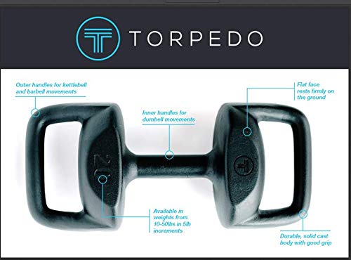 Torpedo by Alchemy, 20 pounds (9.1 Kilos), Versatile Cast-Iron Free Weight - Dumbbell, Barbell & Kettlebell - Thumbnail 4