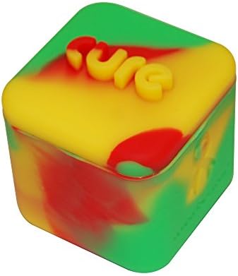 1 Rasta Red Yellow and Green Non-stick Shatter Concentrate Silicone Cure Cubes Jar Container
