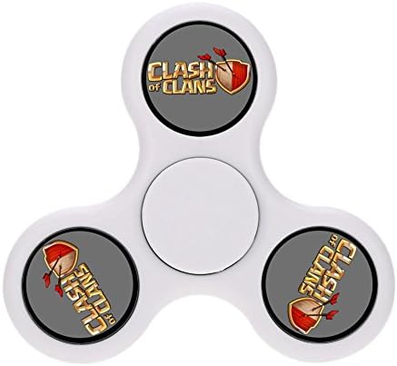 Tri-Fidget Gyro Print With Coc/Clans/Of/Clash Logo Funny Toy 3-5 Minutes Kill Time For ADD Child Adults Boys Girls-White