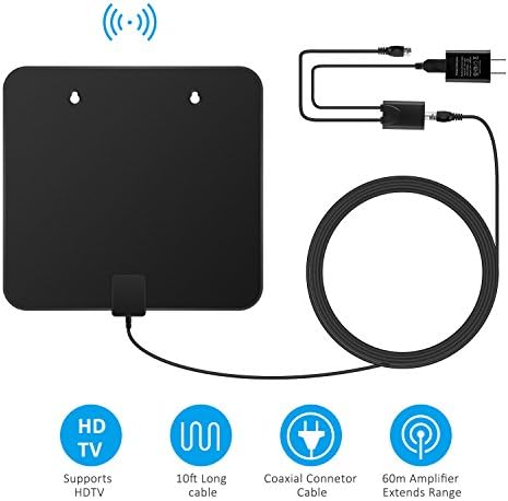TV Antenna,EFIND (2017 Upgraded) HDTV indoor Antenna 60 Miles Range with Amplifier Channels Booster for 1080P High 360 Degree Reception,USB Power Supply and 10FT High Performance Coaxial Cable
