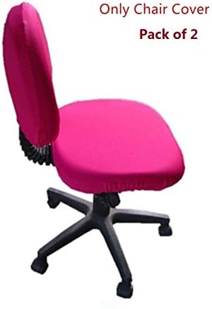 Doptou Pack of 2 Office Desk Rotating Chair Seat Slipcover Universal Chair Cover Pure Color Machine Washable Stretch Spandex Computer Chair Covers (Rose Red)