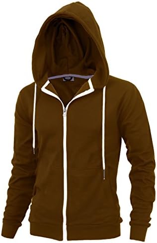 Delight Men's Fashion Fit Full-Zip Hoodie With Inner Cell Phone Pocket (US XX-Large, Camel)