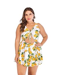 Wellwits Traje de baño para dama con corte de hojas tropicales y tirantes, talla grande