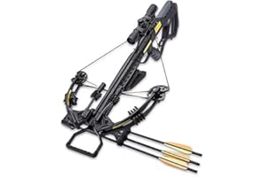 BUDK Avalanche Guillotine Crossbow - Composite Stock, Fiberglass Limbs, Aluminum Barrel, 370 FPS, Safety Trigger - Length 35”