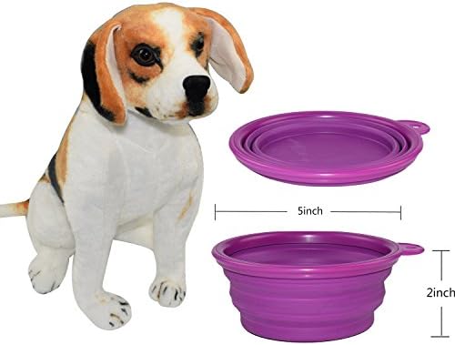 Paperflower Collapsible Travel Silicone Dog Bowl,Set of 2 Portable Pet Bowls,Puppy Feeder Foldable Travel Bowls for Feed &amp; Water on Camping,Journeys, Hiking, Doghouses and Hunting.