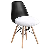 XingMart Faux Fur Sheepskin Chair Seat Cushion for Office Chair, Super Soft Fur Chair Cover Seat Cushion Pad, Premium and Fluffy Plush Area Rugs for Bedroom Home Furniture, Round 18 x 18 inch White