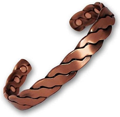 MnB Magnetics Pure Copper Magnetic Bracelet in Woven Design (Copper, Medium)