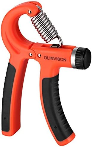 OLINVISON Hand Gripper Exerciser Adjustable Resistance with Lengthened Grip, Hand Strengthener Grip with Everlasting Music Wire Spring, Finger Strengthener for Women, Men, Kids, Athletes, Musicians.