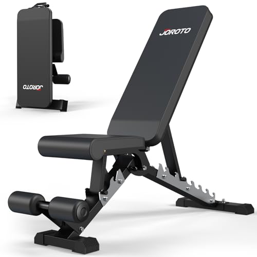 JOROTO MD60 Adjustable Weight Bench, Folding Training Bench, Incline Bench with 1.5 mm Thickened Steel for Home