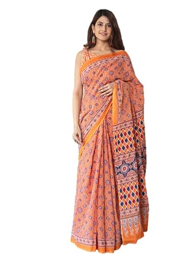 Buy Kiaaron Women's Hand Block Kalamkari Batik Bagru Jaipuri Ikat Printed Handloom Pure Cotton 