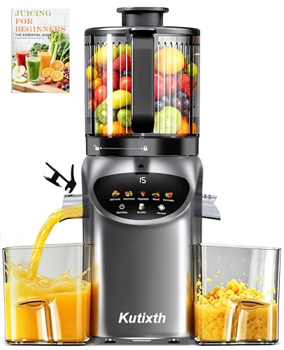 Juicer Machine, 4-In-1 Cold Press Juicer,Smart Touch Masticating Juicers, 6.5 Extra Large Chute, 120oz Capacity For Whole Fruits, Easy To Clean, Extractor Machine For Making Nut Mike, Sorbet,Juice
