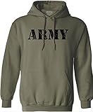 Joe's USA(tm) Vintage Army Logo - Green Hooded Sweatshirt-L