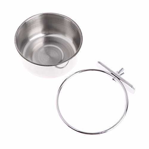 Patgoal Pet Food & Water Bird Cup,Bird Parrot Feeding Cups Cage Hanging Bowl Stainless Steel with Clamp Holder Feeding Dish Feeder for Bird - Thumbnail 2