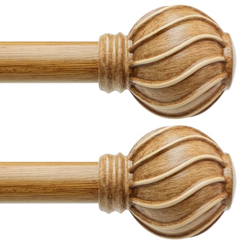 Lootkell Natural Wood Curtain Rods Set