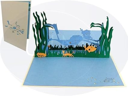 Lin Pop Up De Cartes De Voeux Cartes D Anniversaire Cartes Cadeaux Plongee Amazon Fr Fournitures De Bureau