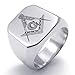 KONOV Freemason Masonic Mens Ring, Polished 316L Stainless Steel Band, Silver