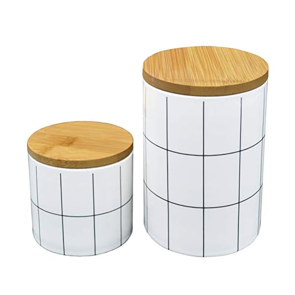 2 Pack White Ceramic Storage Jars(14oz+24oz), Kitchen Food Container