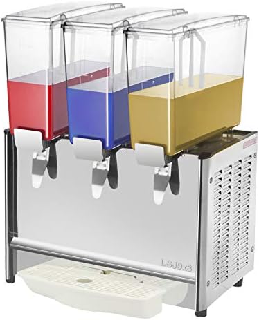 PrimeMatik JU003-VCES Commercial Cold Juice and Beverage Dispenser Machine 9L x 3 Tanks (JU003)