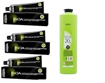 L'Oreal Paris Professional Inoa Hair Colour Tubes-3 Tubes with Developer(6%), 1000ml (Black, 1)