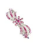 Women's Rhinestone Flower Hair Barrette Clip Hair Pin Antique Silver IMB2147