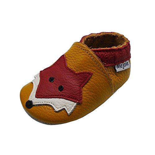 Mejale Baby Shoes Soft Sole Leather Crawling Moccasins Cartoon Fox Infant Toddler First Walker Slippers(12-18 Months, Brown)