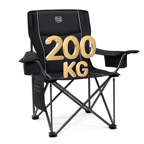 TIMBER RIDGE Campingstuhl Faltbar 200KG Übergroß 63cm Sitzbreit Kühltasche