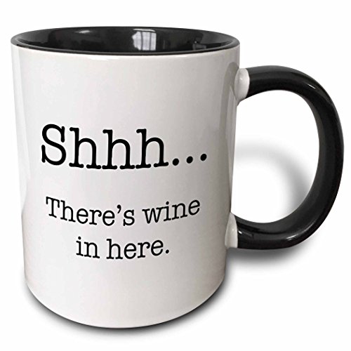 3dRose 157414_4 Shhh there’s wine in here Mug 11 oz Black