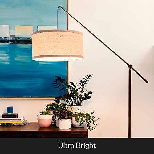 Brightech Hudson 2 - Contemporary Arc Floor Lamp Hangs Over The Couch