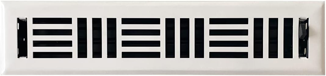 Registers, Grilles & Vents - Empire Register Co, Vent Cover - 2x14 inch, Art Nouveau Design, White Finish, Heavy Duty Floor Vent Covers, Metal Damper Attached. Vent Covers for Home Floor only.
