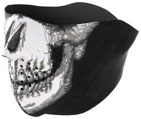 Playwell Bikers Neoprene Motorbike Half Skull Mask Balaclava Reversible, Black