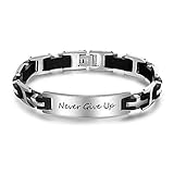 Lam Hub Fong Personalized Mens Engraved Bracelets Free Engraving Stainless Steel Name Bar Wrist ID Bracelet for Men (Cross Design)