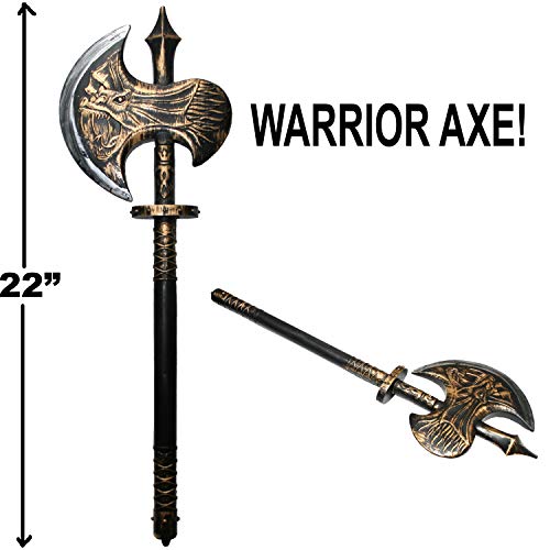 Axe Warrior Toy Medieval Fantasy Toy Weapon Costume Halloween Accessory 22 INCHES Brown