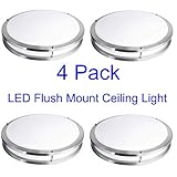 FulBrite 14-inch Ceiling Light Fixture LED Flush Mount, Dimmable, Round 15 Wattage, 3000K Warm White, 1300Lm, Nickel Finish with ETL and Energy Star Listed (4 Pack)