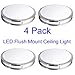 FulBrite 14-inch Ceiling Light Fixture LED Flush Mount, Dimmable, Round 15 Wattage, 3000K Warm White, 1300Lm, Nickel Finish with ETL and Energy Star Listed (4 Pack)