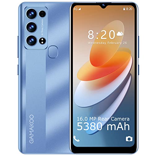 GAMAKOO K50 Unlocked Cell Phones 128GB+4GB 6.53” HD+ Screen Dual SIM Octa Core 5380mAh Battery 4G Android Smartphone (Blue)