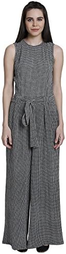 The Silhouette Store Checkered Jumpsuit with Tie-up Belt