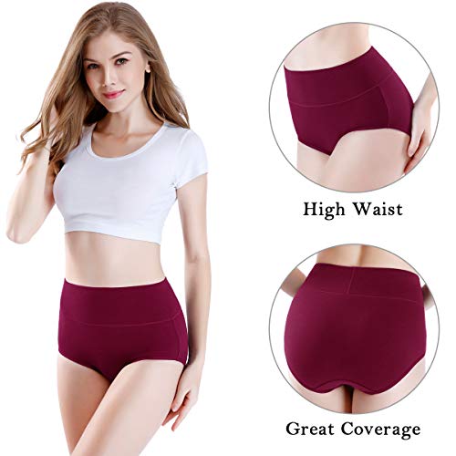 wirarpa Women's High Waisted Cotton Underwear Ladies Soft Full Briefs