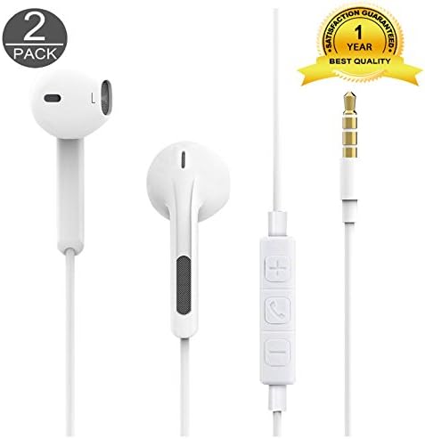 2 Pack Wired Earbuds,Glotron iPhone Headphones With Microphone Stereo In-Ear Wired Earphones with Mic and Remote Control for iPhone 6s 6 Plus 5s 5 4s 4 SE 5C iPad iPod 7 8 7s IOS S8 7 6 Note 1 2 3