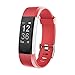 moreFit Fitness Tracker, Slim HR Plus Heart Rate Smart Bracelet Pedometer Wearable Waterproof Activity Tracker Watch, Silver/Red