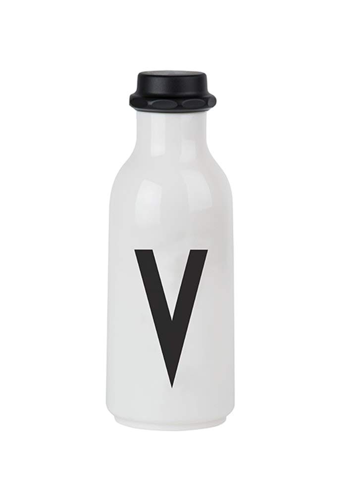 Design Letters Personal Tritan Water Bottle (V) - 500ml BPA-free and BPS-free Leak-proof Tritan Drinking Bottle in Nordic Design for Adult, Kids, Outdoor, Office, Sports, School, Available from A-Z